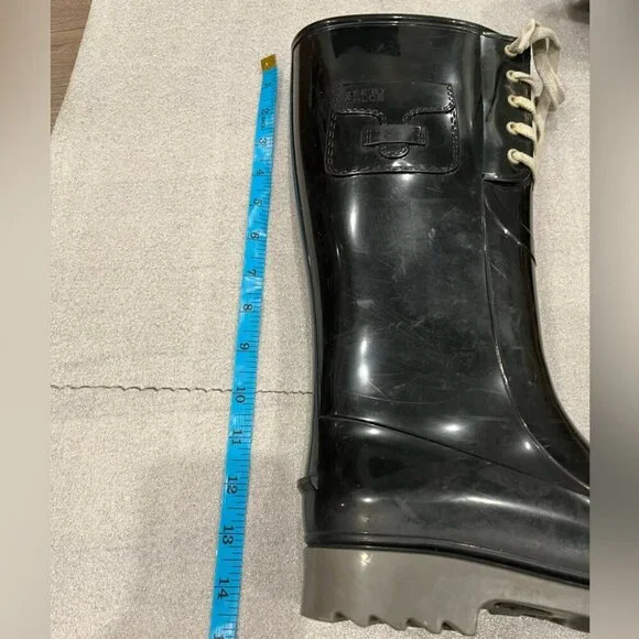 [37/7]See By Chloe white Lace Up Black Rain Boots - Picture 5 of 9